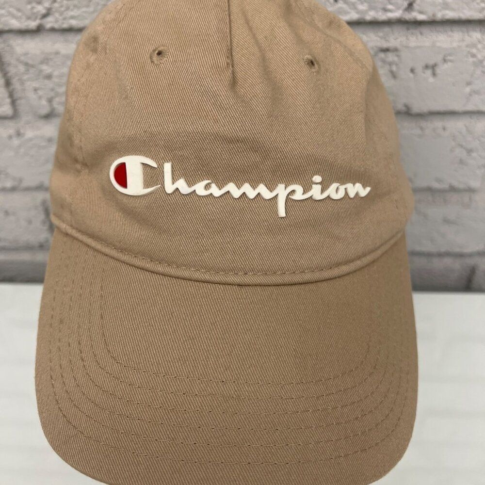 Champion Unisex Tan White Logo Sports Cap Hat OSFA